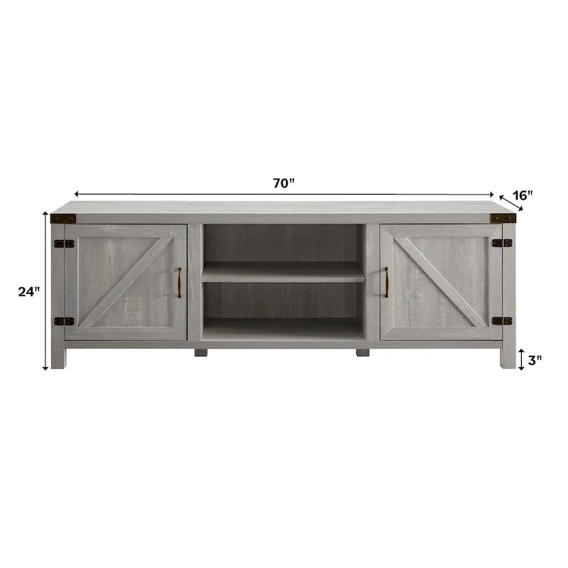 70-calowa szafka RTV z drzwiami typu barn door