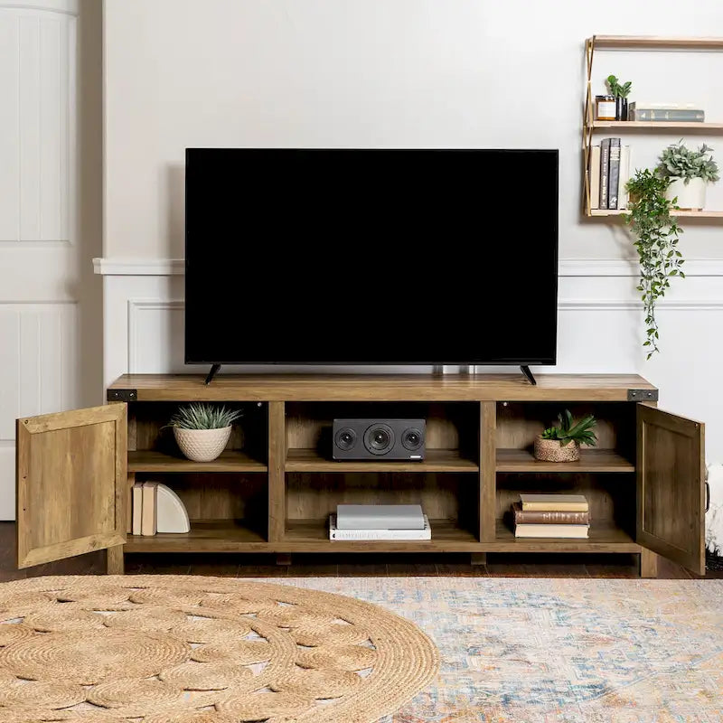 70-calowa szafka RTV z drzwiami typu barn door