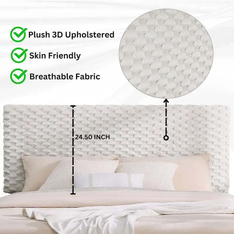 Letto a piattaforma matrimoniale con testiera regolabile, tessuto color tortora