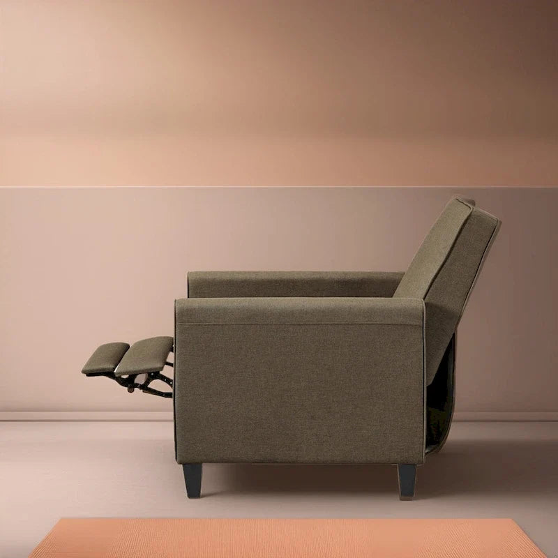 Pushback Recliner Chair  Compact Home Theater Seating with Armrests & Adjustable Footrest, Perfect for Small Spaces