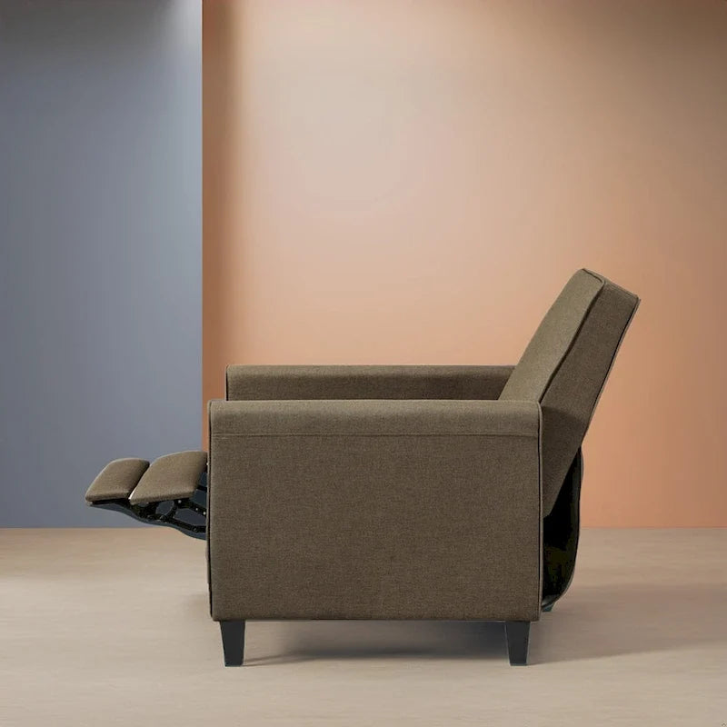 Pushback Recliner Chair  Compact Home Theater Seating with Armrests & Adjustable Footrest, Perfect for Small Spaces