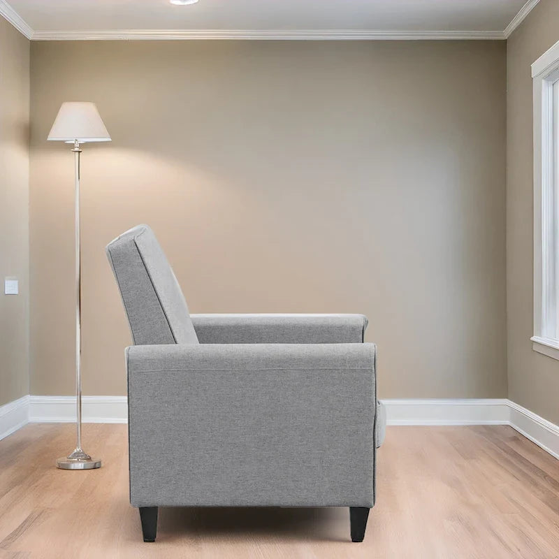 Pushback Recliner Chair  Compact Home Theater Seating with Armrests & Adjustable Footrest, Perfect for Small Spaces