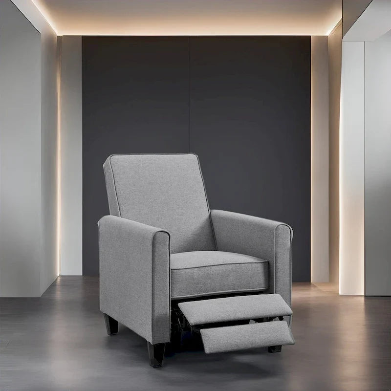 Pushback Recliner Chair  Compact Home Theater Seating with Armrests & Adjustable Footrest, Perfect for Small Spaces