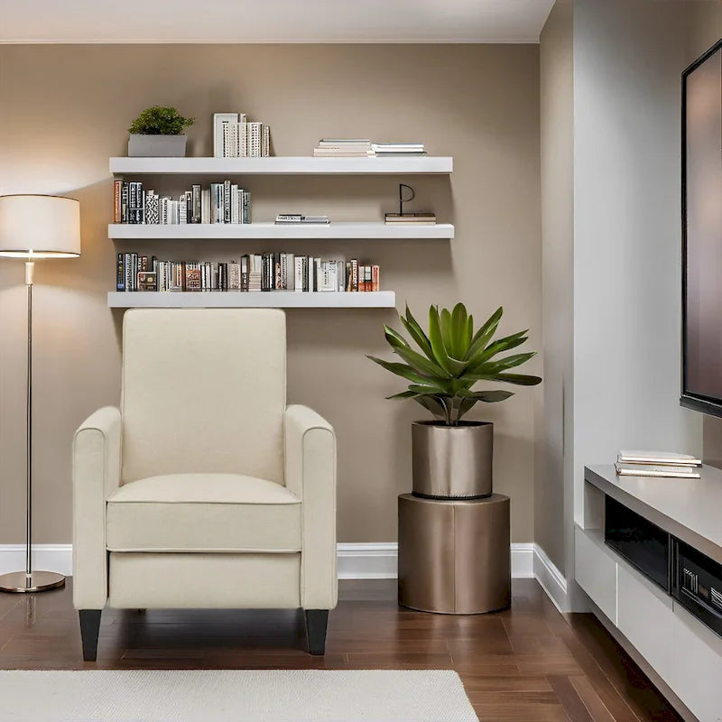 Pushback Recliner Chair  Compact Home Theater Seating with Armrests & Adjustable Footrest, Perfect for Small Spaces