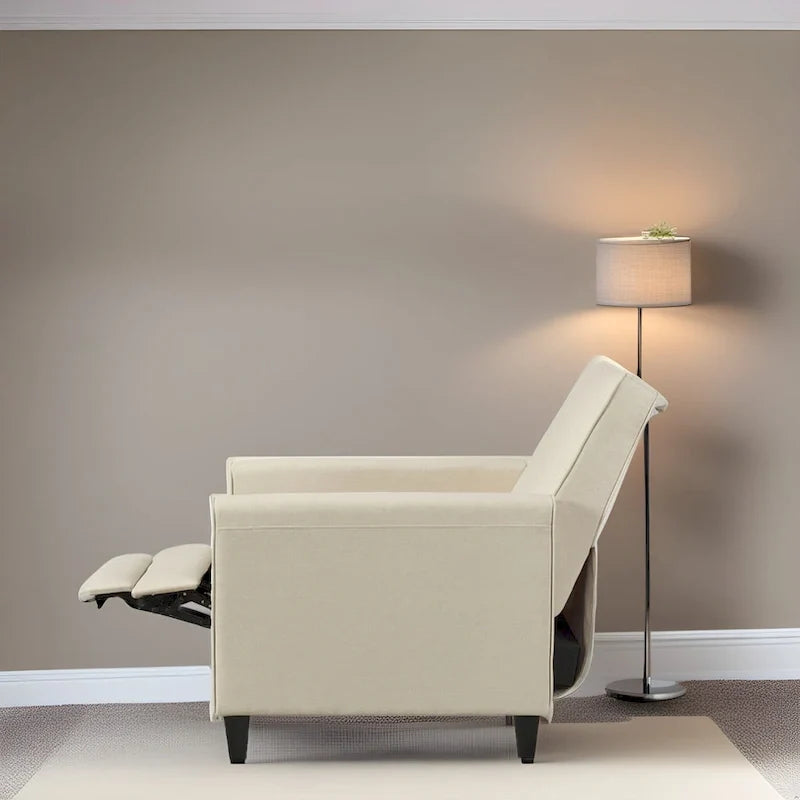 Pushback Recliner Chair  Compact Home Theater Seating with Armrests & Adjustable Footrest, Perfect for Small Spaces