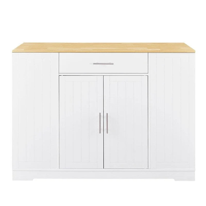 Isola contenitore da cucina da 53 pollici con cassetti e pattumiera integrata, design moderno in stile rustico per cucina e sala da pranzo.