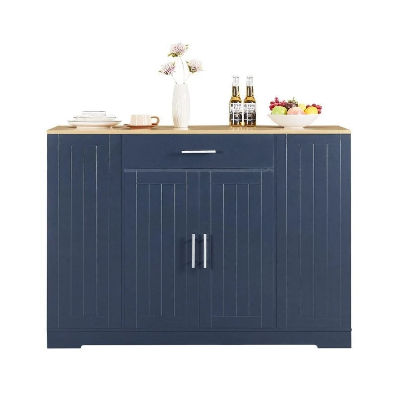 Isola contenitore da cucina da 53 pollici con cassetti e pattumiera integrata, design moderno in stile rustico per cucina e sala da pranzo.