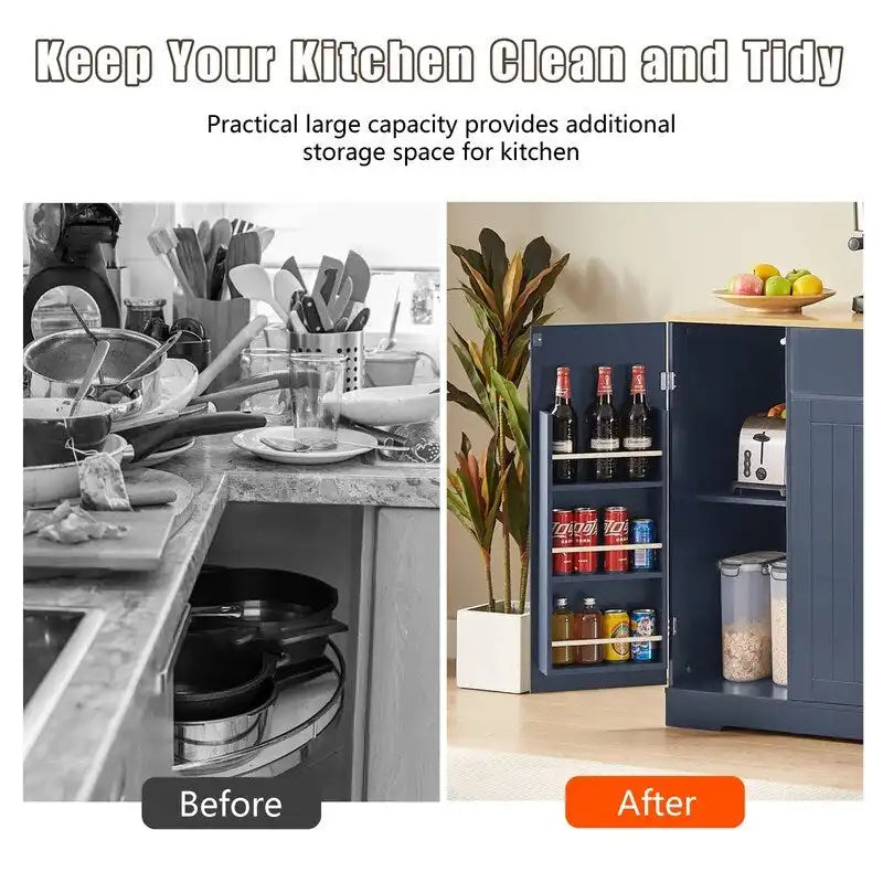 Isola contenitore da cucina da 53 pollici con cassetti e pattumiera integrata, design moderno in stile rustico per cucina e sala da pranzo.