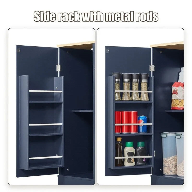 Isola contenitore da cucina da 53 pollici con cassetti e pattumiera integrata, design moderno in stile rustico per cucina e sala da pranzo.