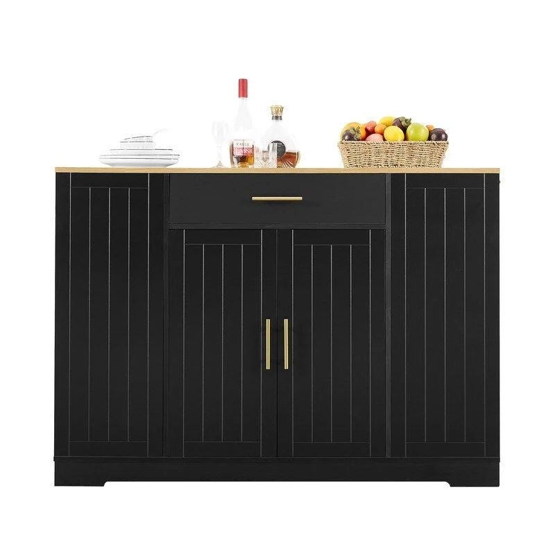 Isola contenitore da cucina da 53 pollici con cassetti e pattumiera integrata, design moderno in stile rustico per cucina e sala da pranzo.
