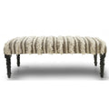 Wood Cream Cotton Upholstered Bedroom Bench Striped Pattern Nailhead Trim - 16 D X 47 W x 18 H