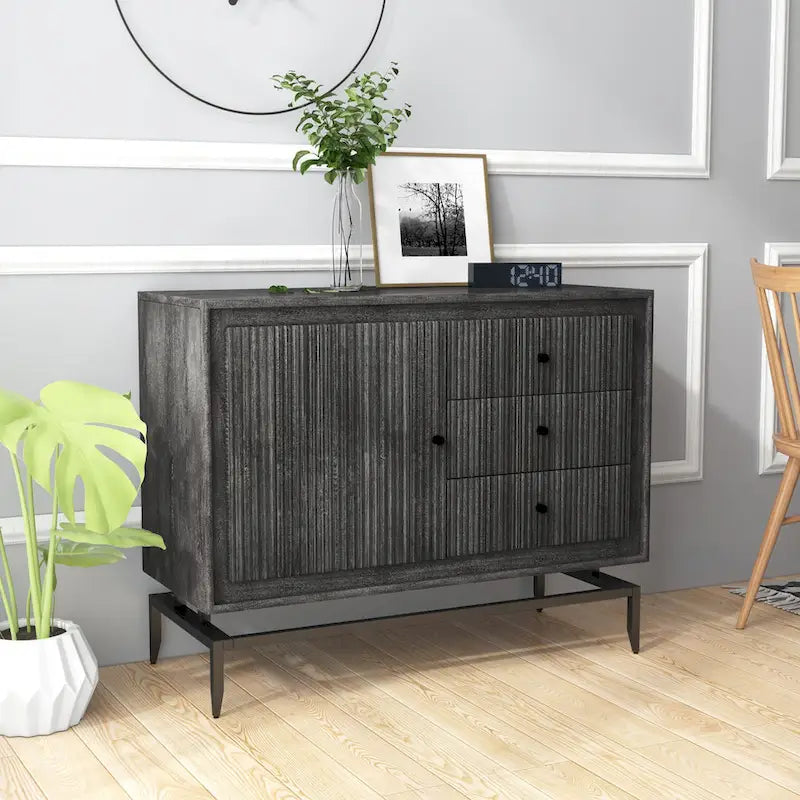 Drewniana szafka akcentowa z 3 szufladami - 39.5 x 16 x 31