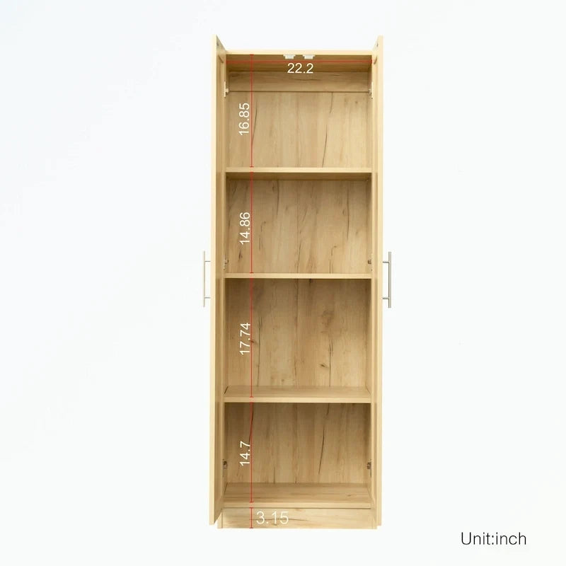 High Wardrobe with 2 Doors and 3 Partitions