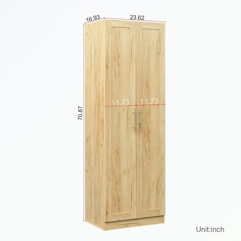 High Wardrobe with 2 Doors and 3 Partitions