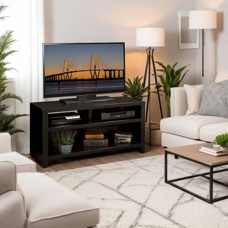 48-Inch TV Stand (Accommodates TVs up to 55 Inches), No Assembly Required, Mocha Finish