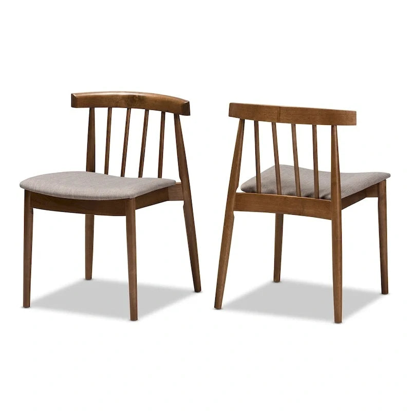 Set di sedie da pranzo in tessuto beige stile metà secolo