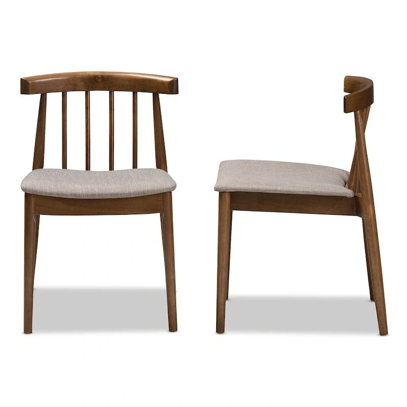 Set di sedie da pranzo in tessuto beige stile metà secolo