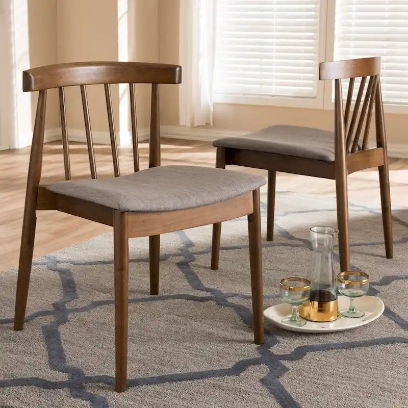 Set di sedie da pranzo in tessuto beige stile metà secolo