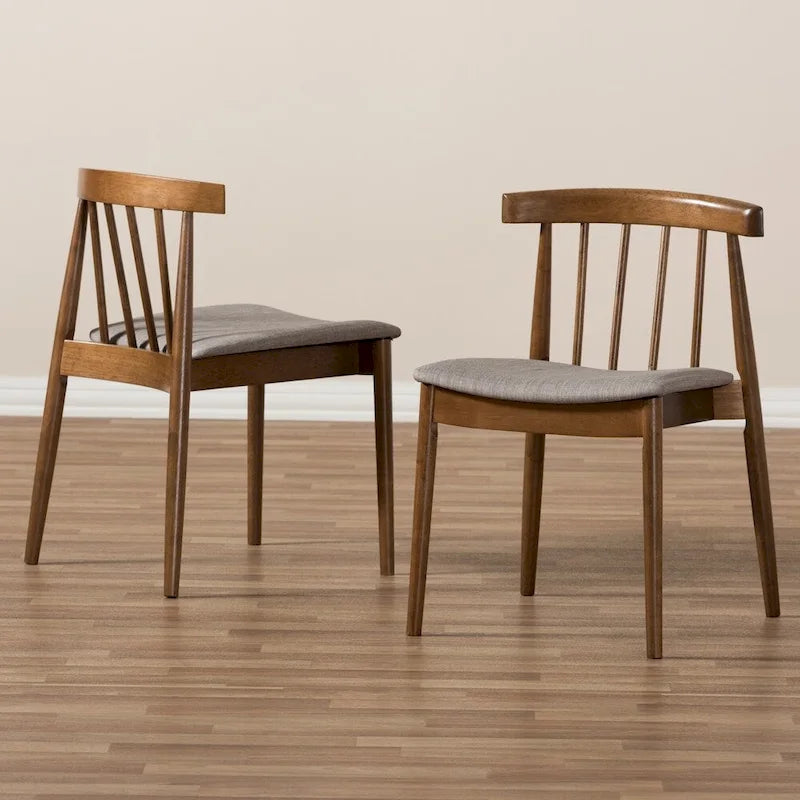 Set di sedie da pranzo in tessuto beige stile metà secolo