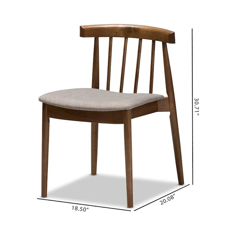Set di sedie da pranzo in tessuto beige stile metà secolo