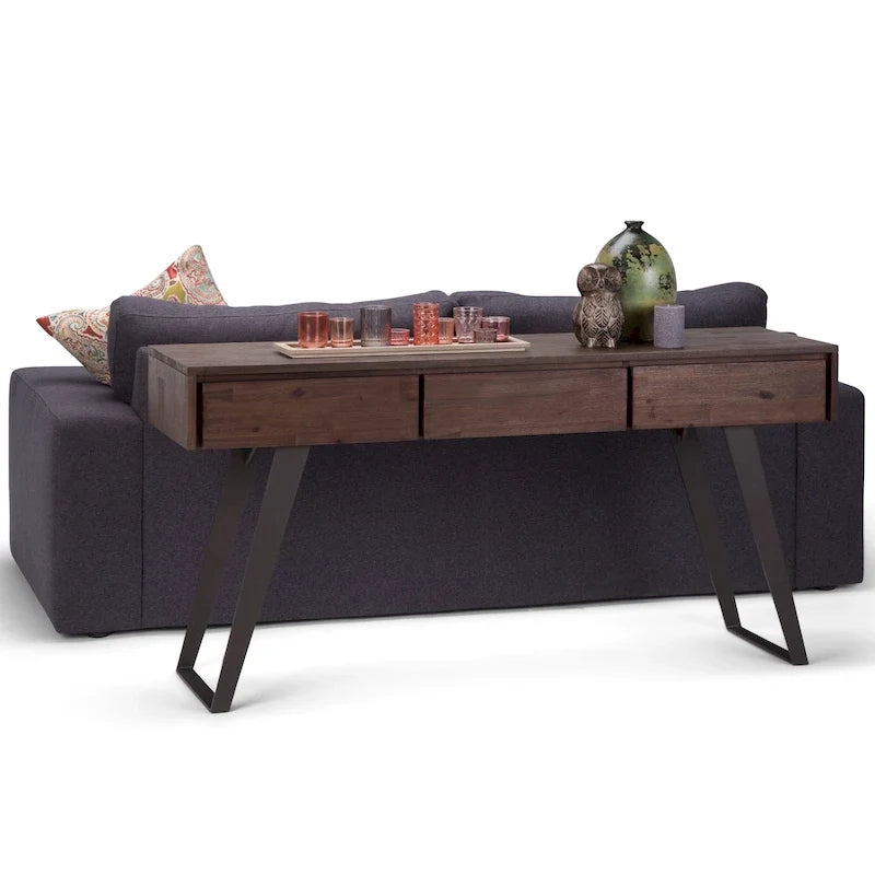 Nowoczesny industrialny stolik konsolowy do sofy o szerokości 60 cali - 60 W x 16 D x 30 H