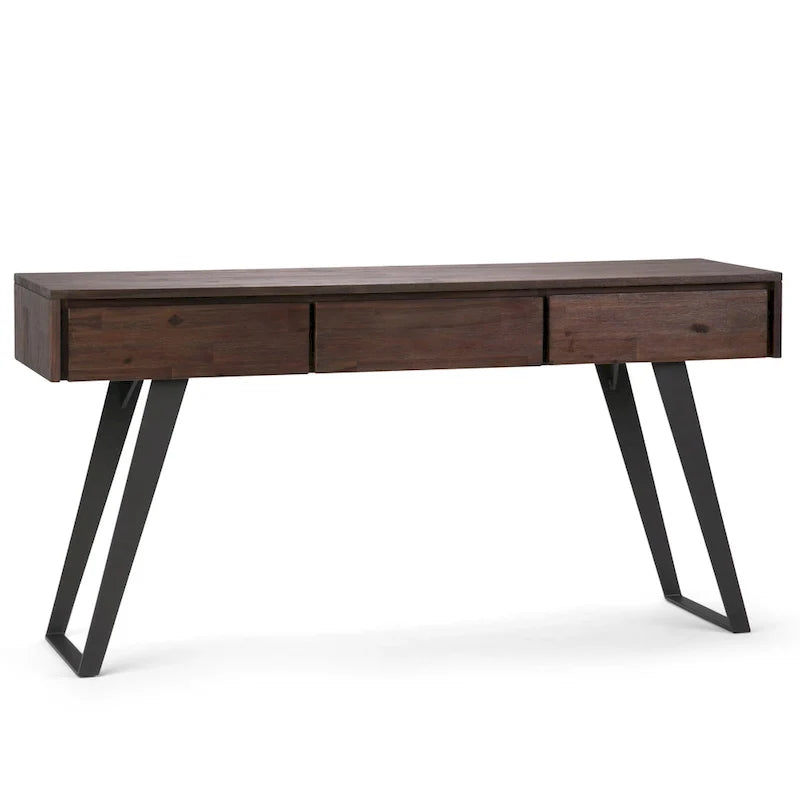 Nowoczesny industrialny stolik konsolowy do sofy o szerokości 60 cali - 60 W x 16 D x 30 H