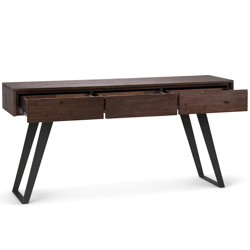 Nowoczesny industrialny stolik konsolowy do sofy o szerokości 60 cali - 60 W x 16 D x 30 H