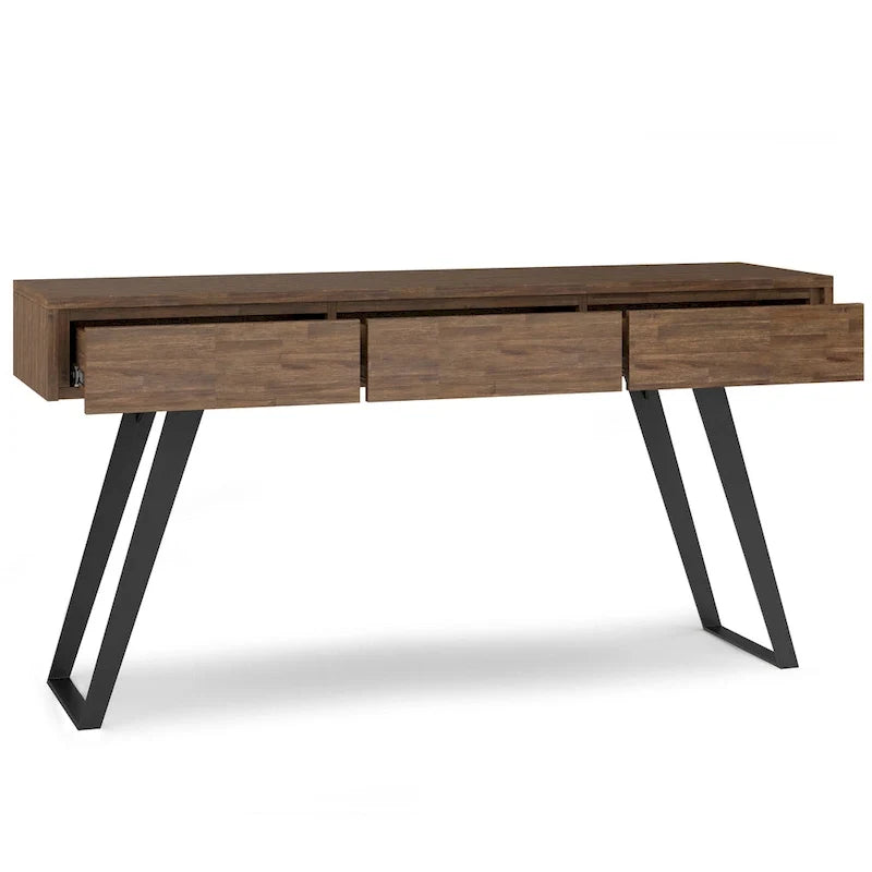 Nowoczesny industrialny stolik konsolowy do sofy o szerokości 60 cali - 60 W x 16 D x 30 H
