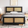 Struttura letto con testiera e pediera in rattan