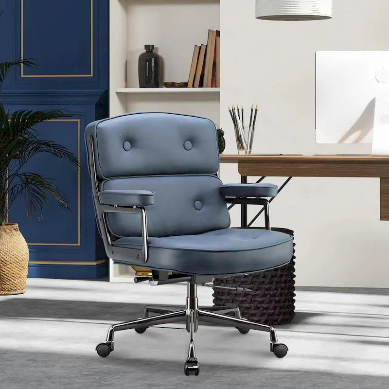 Lobby Lumbar Support Height Adjustable Leather Ergonomic Office Chair
