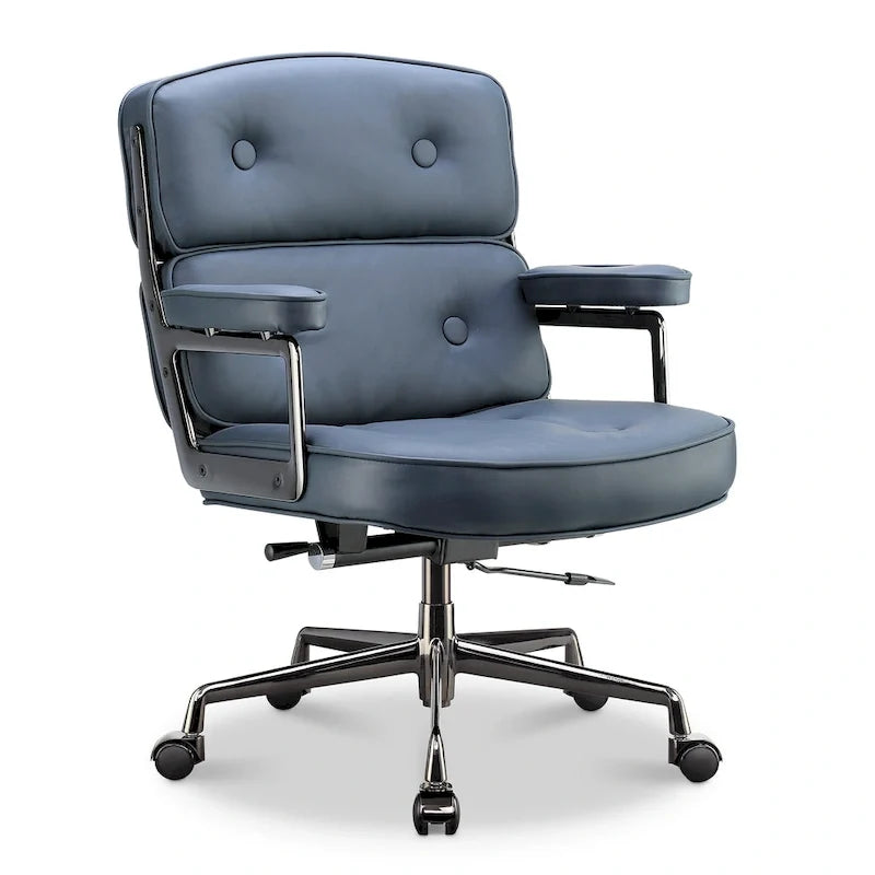 Sedia da ufficio ergonomica in pelle per hall, con supporto lombare e altezza regolabili