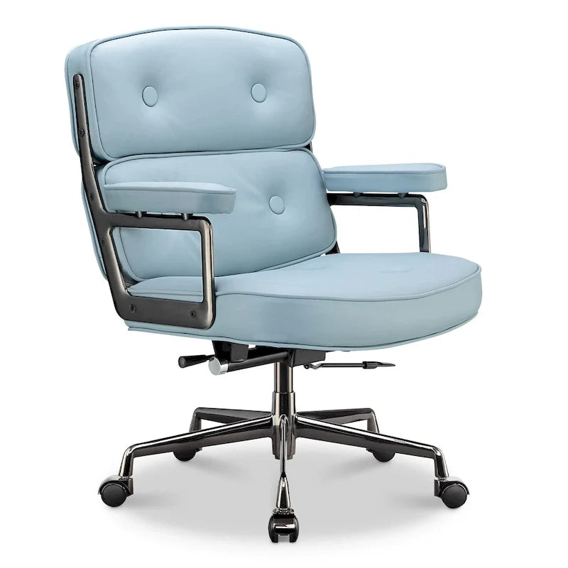 Sedia da ufficio ergonomica in pelle per hall, con supporto lombare e altezza regolabili