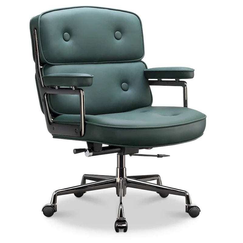 Sedia da ufficio ergonomica in pelle per hall, con supporto lombare e altezza regolabili