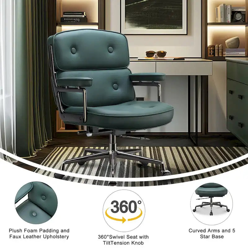 Sedia da ufficio ergonomica in pelle per hall, con supporto lombare e altezza regolabili