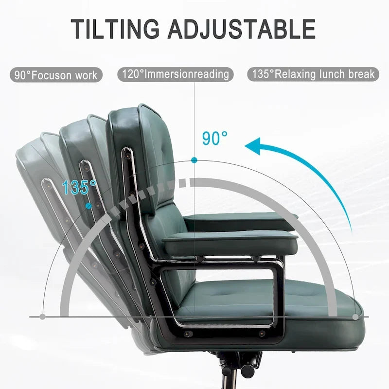 Sedia da ufficio ergonomica in pelle per hall, con supporto lombare e altezza regolabili