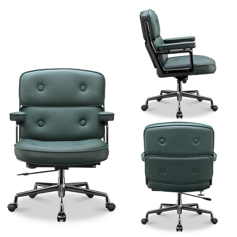 Sedia da ufficio ergonomica in pelle per hall, con supporto lombare e altezza regolabili