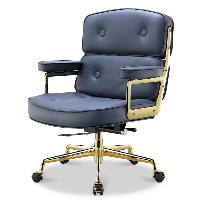 Sedia da ufficio ergonomica in pelle per hall, con supporto lombare e altezza regolabili