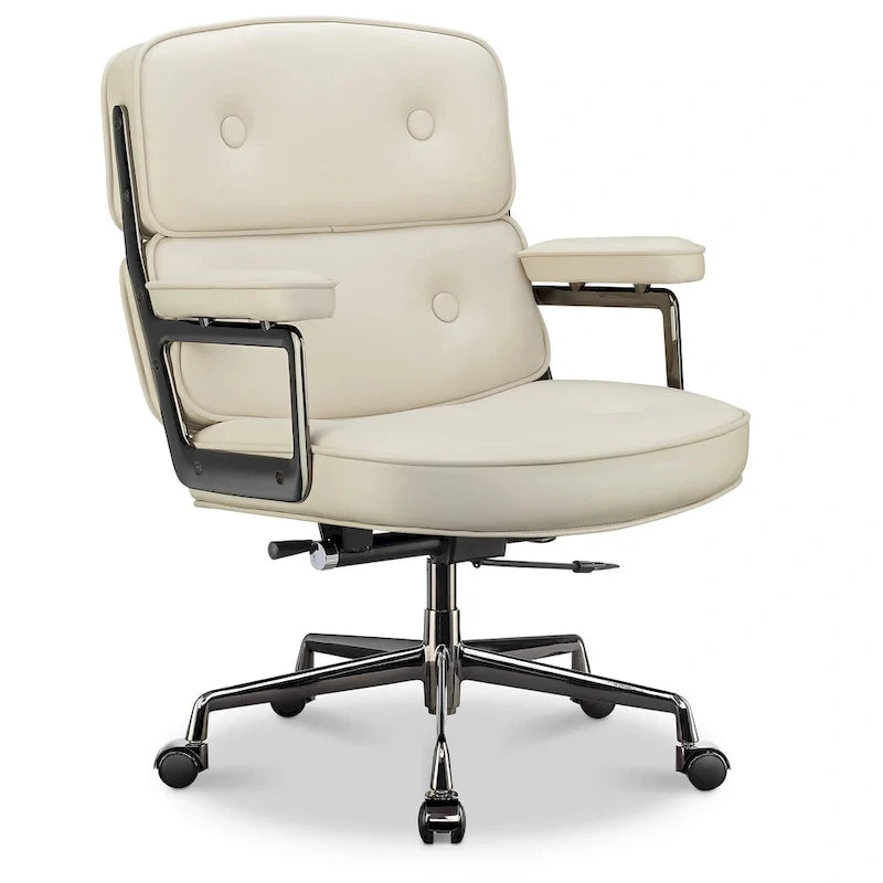 Sedia da ufficio ergonomica in pelle per hall, con supporto lombare e altezza regolabili