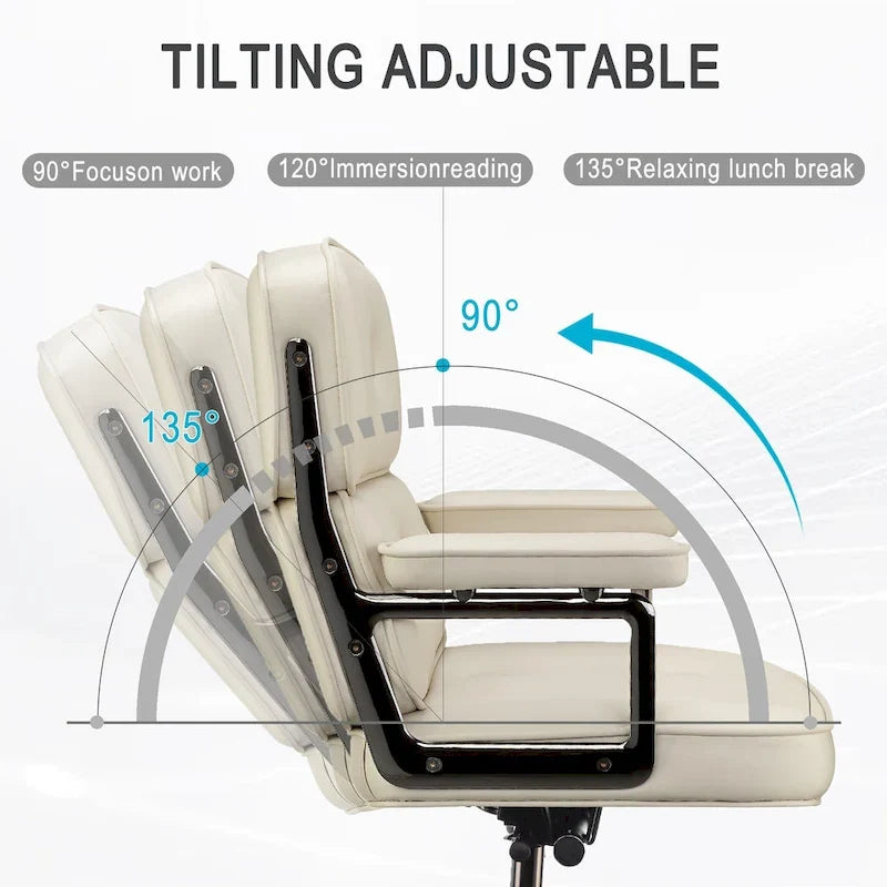 Sedia da ufficio ergonomica in pelle per hall, con supporto lombare e altezza regolabili