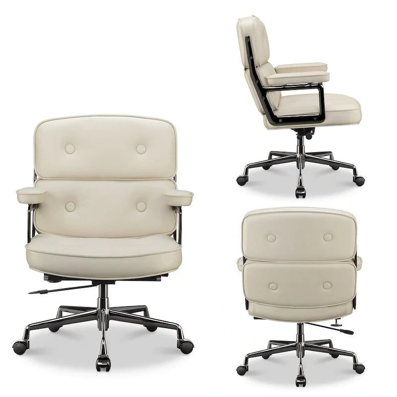 Sedia da ufficio ergonomica in pelle per hall, con supporto lombare e altezza regolabili