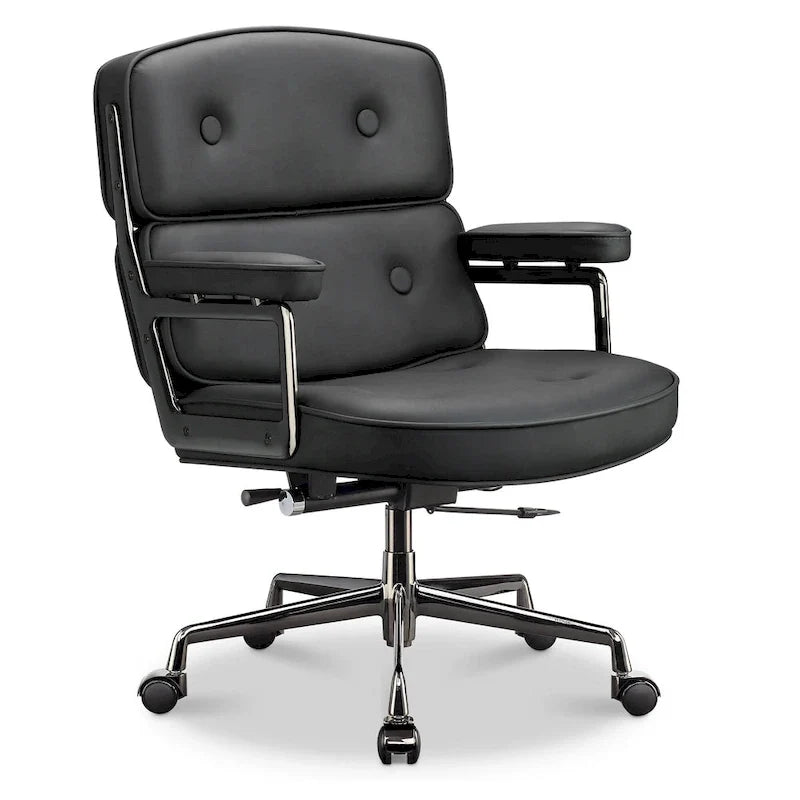 Sedia da ufficio ergonomica in pelle per hall, con supporto lombare e altezza regolabili