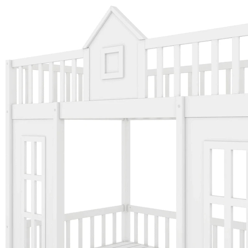 Twin-Over-Twin Bunk Bed with Changeable Table, Bunk Bed Turn into Upper Bed and Down Desk -Gray