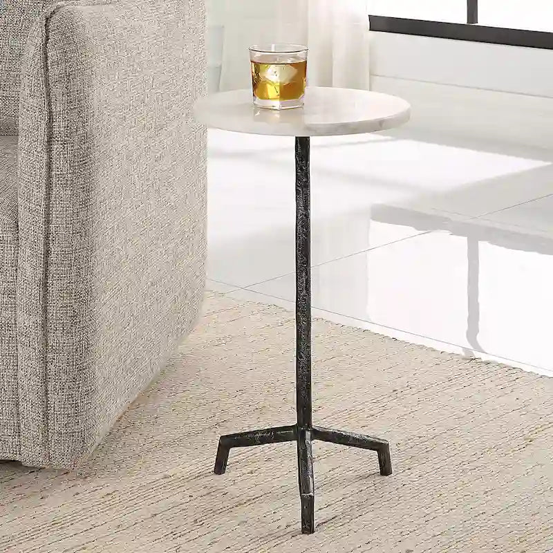 Mały stolik boczny z białego marmuru - 12" W x 23.5" H x 12" D