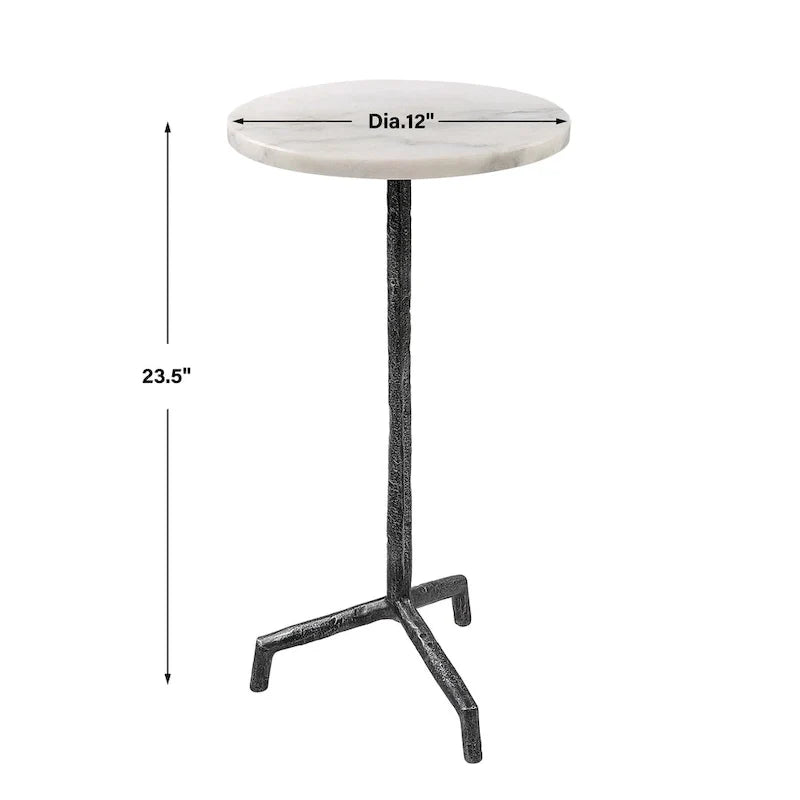 Mały stolik boczny z białego marmuru - 12" W x 23.5" H x 12" D