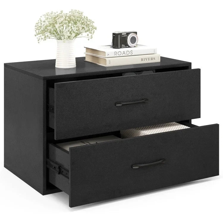 Cassettiera orizzontale impilabile con 2 cassetti e maniglie