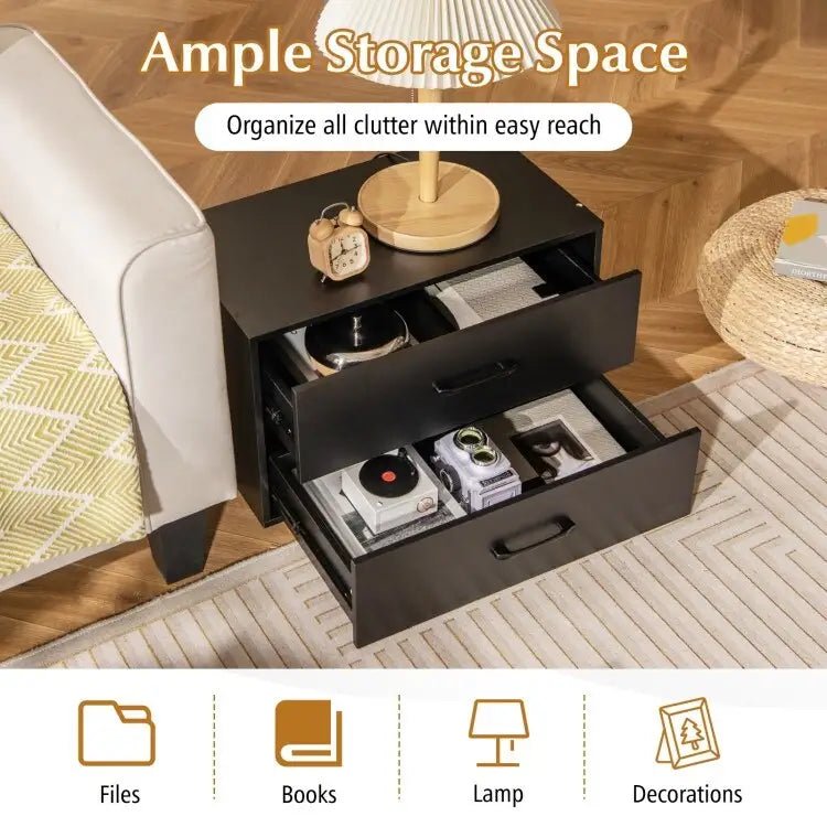 Cassettiera orizzontale impilabile con 2 cassetti e maniglie