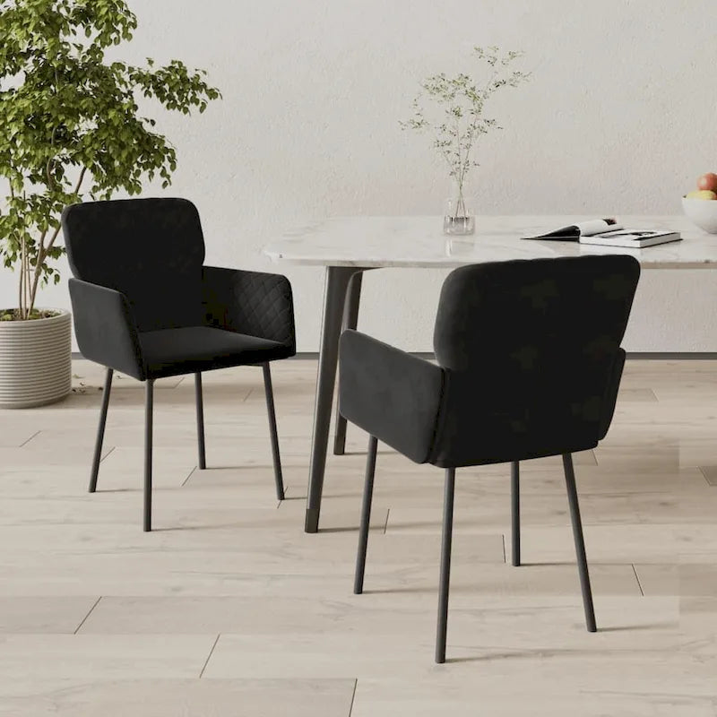 Set di 2 sedie da pranzo imbottite d'accento per il soggiorno, in velluto - 20.3 x 24 x 30.9