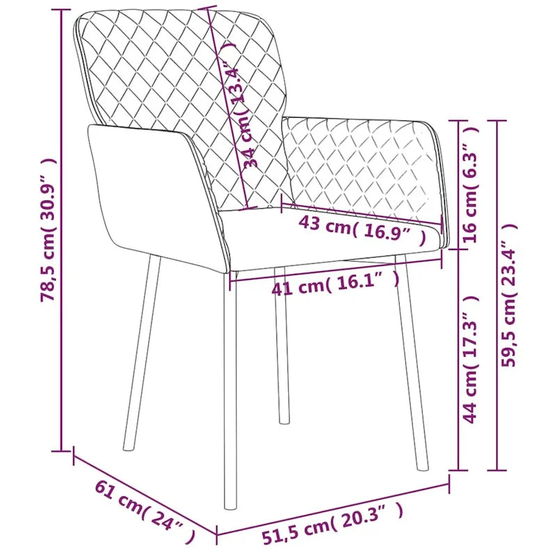 Dining Chairs 2 Pcs Accent Upholstered Chair for Living Room Velvet - 20.3 x 24 x 30.9