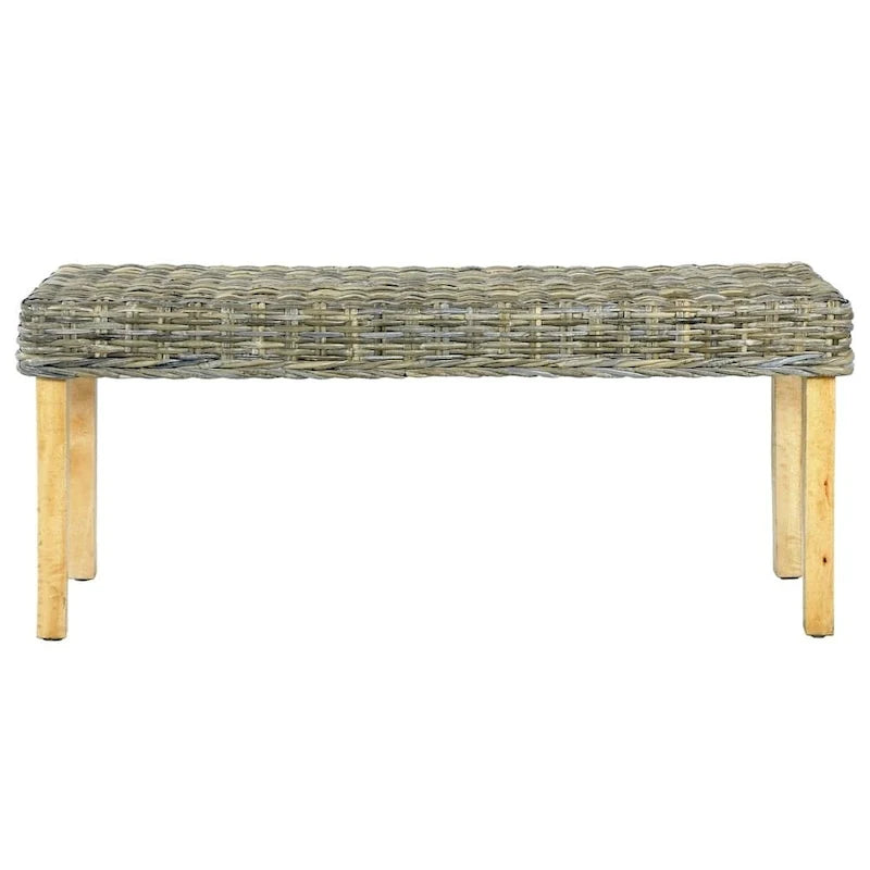 Panca da 43.3 in rattan kubu naturale e legno massello di mango