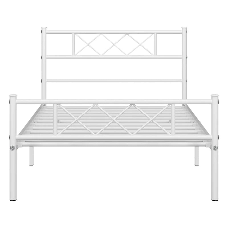 Metal Bed Frame Mattress Foundation with Slatted Bed Base